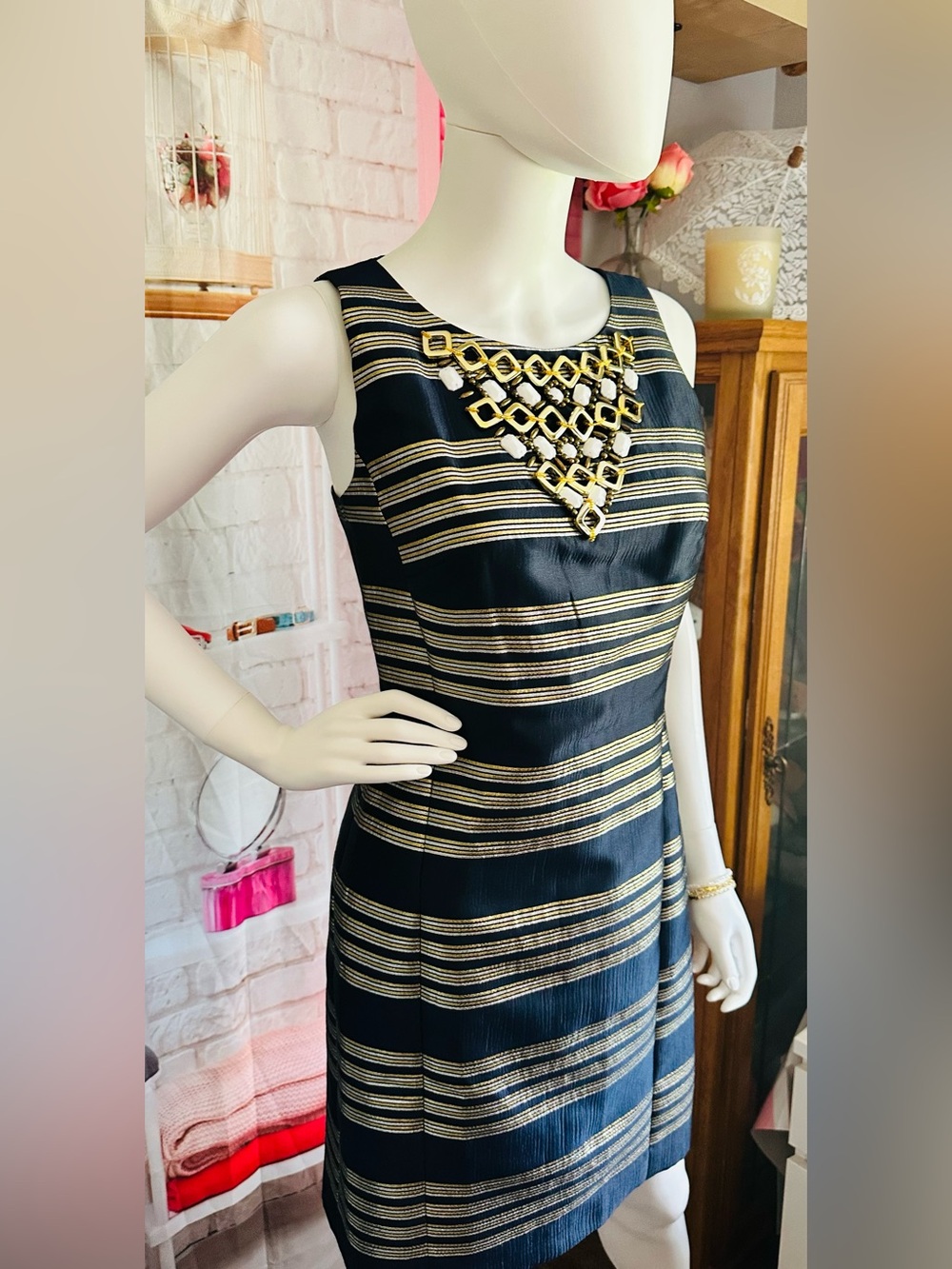 Lilly Pulitzer Virginia Jeweled Metallic Stripe Dress - Picture 5 of 11